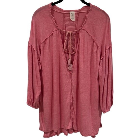 We The Free Heathered Rose Babydoll Peasant Blouse Soft Stretch Summer Size S - Picture 2 of 11